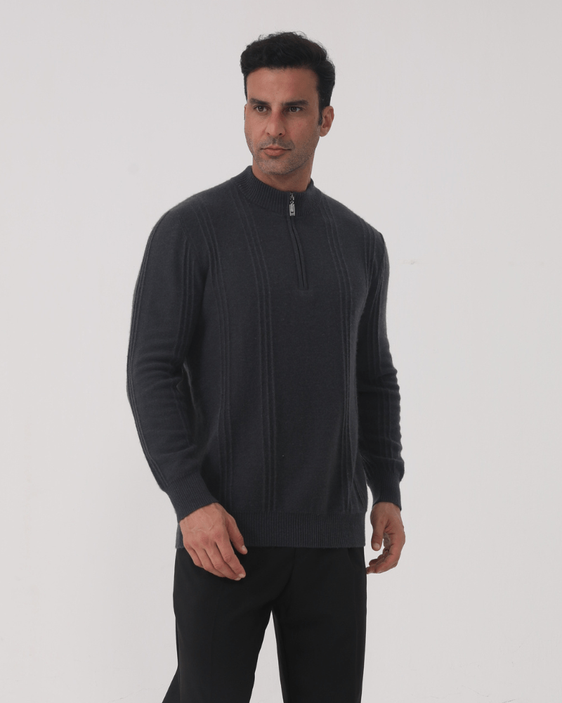 100% Cashmere Ribbed Half Zip